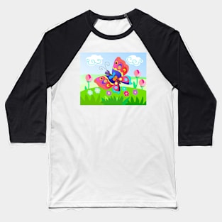 Cartoon butterfly in the meadow Baseball T-Shirt